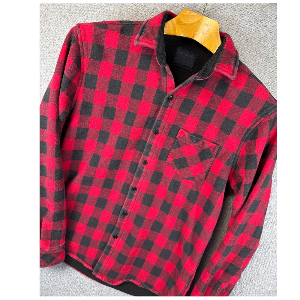 Nomad Buffalo Plaid Lined Flannel Shirt Thermal Mens Size‎ M Shacket Red Sierra